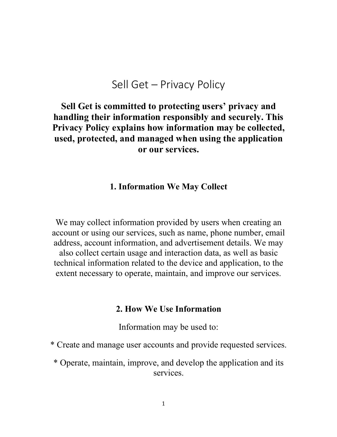 Privacy policy — Page 1